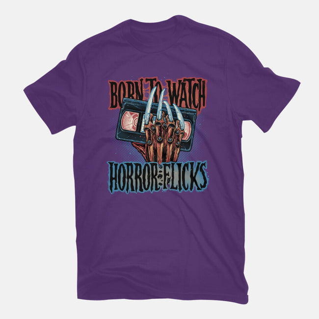 Born To Watch Horror Flicks-Youth-Basic-Tee-glitchygorilla