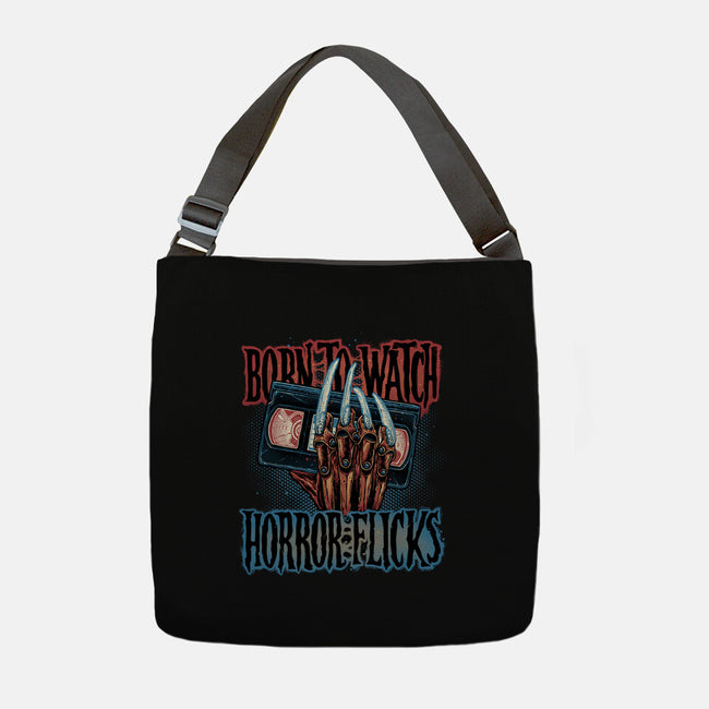Born To Watch Horror Flicks-None-Adjustable Tote-Bag-glitchygorilla