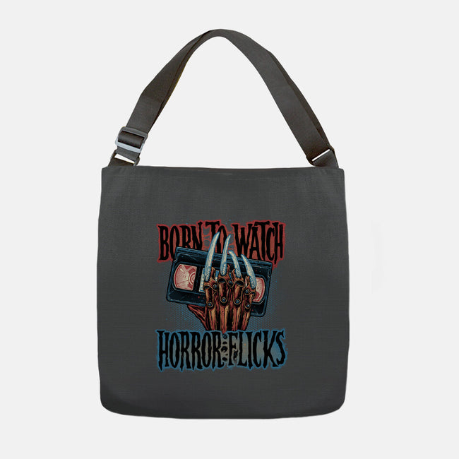 Born To Watch Horror Flicks-None-Adjustable Tote-Bag-glitchygorilla