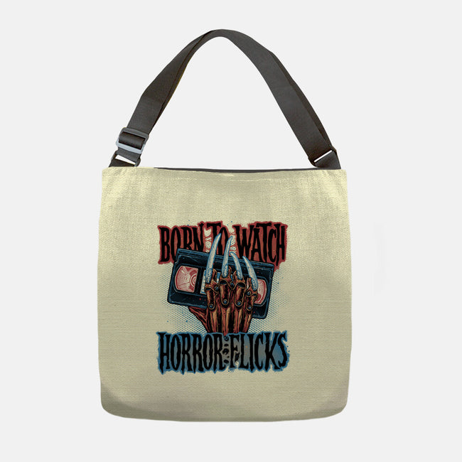 Born To Watch Horror Flicks-None-Adjustable Tote-Bag-glitchygorilla