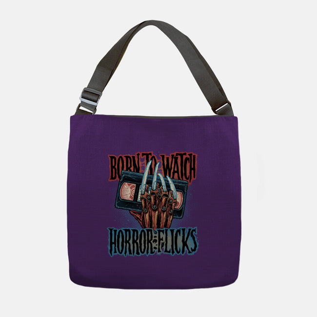 Born To Watch Horror Flicks-None-Adjustable Tote-Bag-glitchygorilla