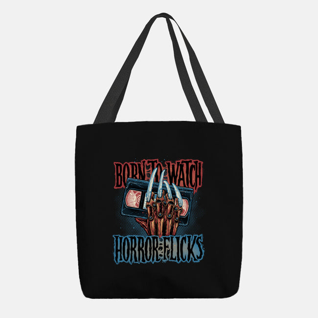 Born To Watch Horror Flicks-None-Basic Tote-Bag-glitchygorilla