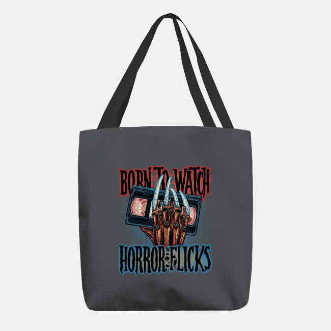 Born To Watch Horror Flicks-None-Basic Tote-Bag-glitchygorilla