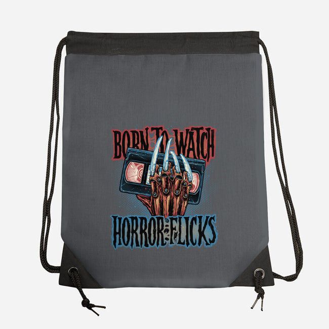 Born To Watch Horror Flicks-None-Drawstring-Bag-glitchygorilla