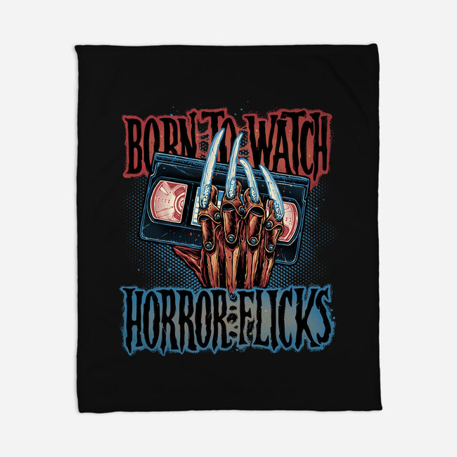 Born To Watch Horror Flicks-None-Fleece-Blanket-glitchygorilla