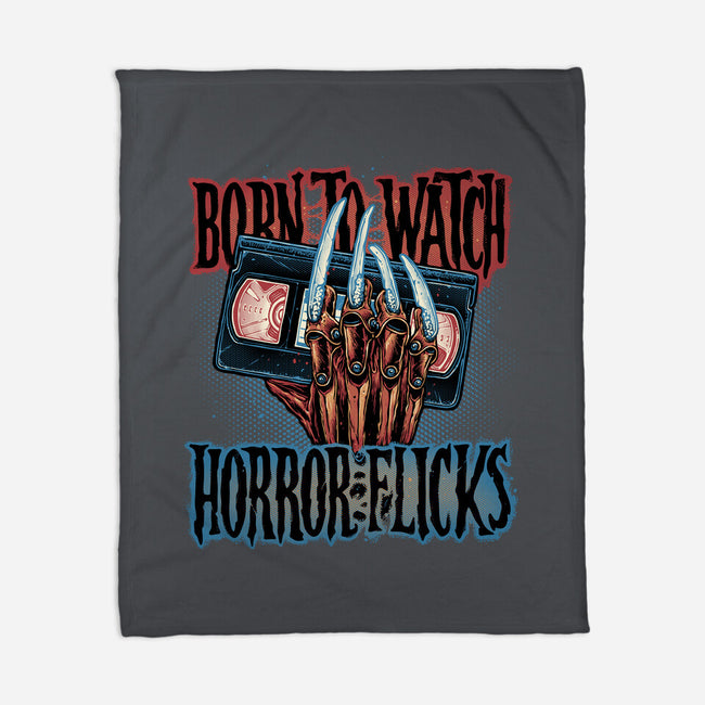 Born To Watch Horror Flicks-None-Fleece-Blanket-glitchygorilla