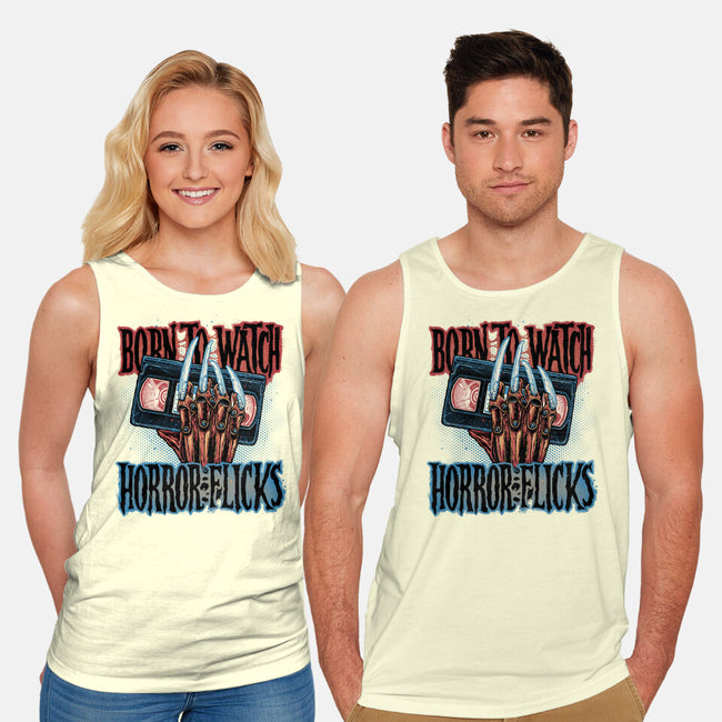 Born To Watch Horror Flicks-Unisex-Basic-Tank-glitchygorilla