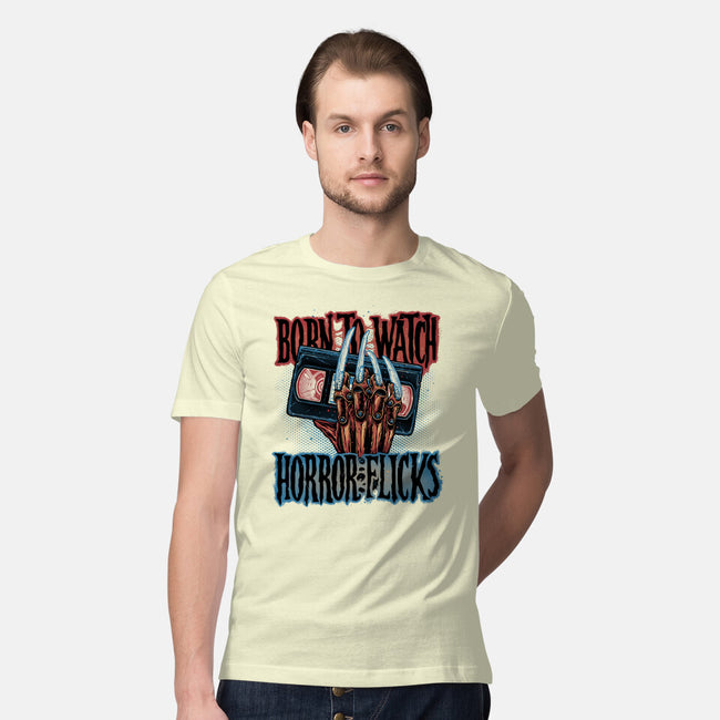 Born To Watch Horror Flicks-Mens-Premium-Tee-glitchygorilla