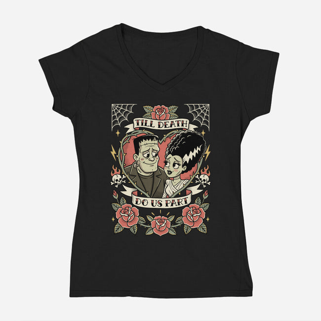 Monster Love Tattoo-Womens-V-Neck-Tee-P1yu5h