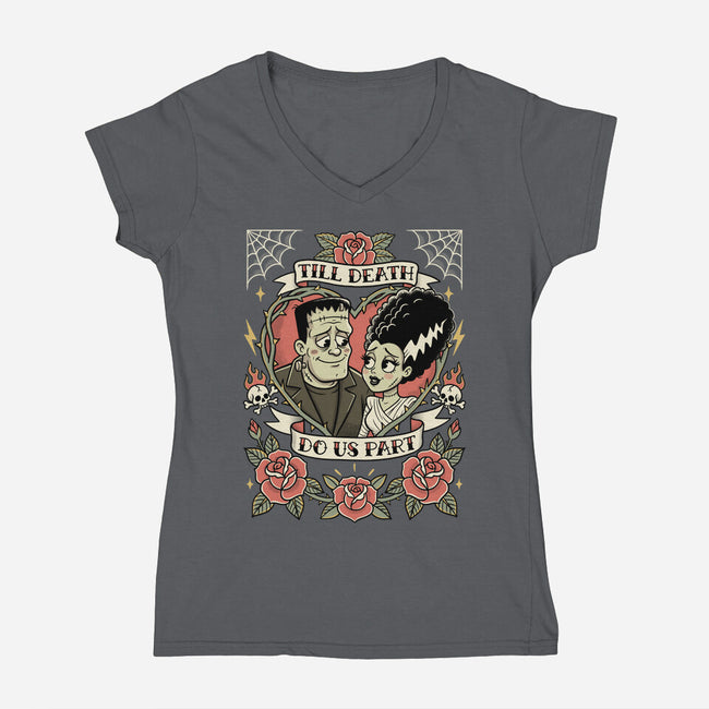 Monster Love Tattoo-Womens-V-Neck-Tee-P1yu5h