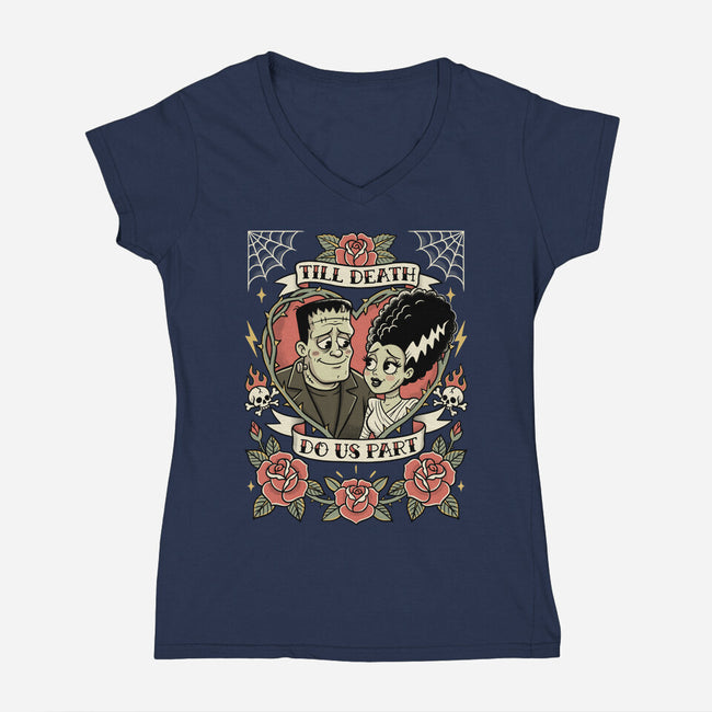 Monster Love Tattoo-Womens-V-Neck-Tee-P1yu5h