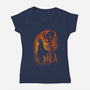 Rengoku Silhouette-Womens-V-Neck-Tee-Badbone Collections