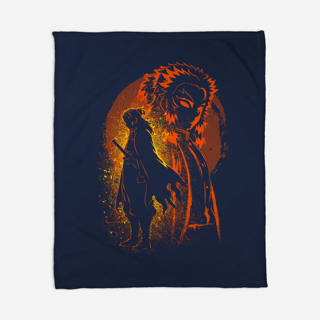 Rengoku Silhouette-None-Fleece-Blanket-Badbone Collections