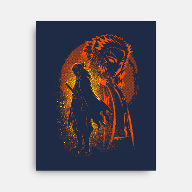 Rengoku Silhouette-None-Stretched-Canvas-Badbone Collections