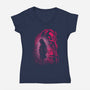 Nezuko Silhouette-Womens-V-Neck-Tee-Badbone Collections
