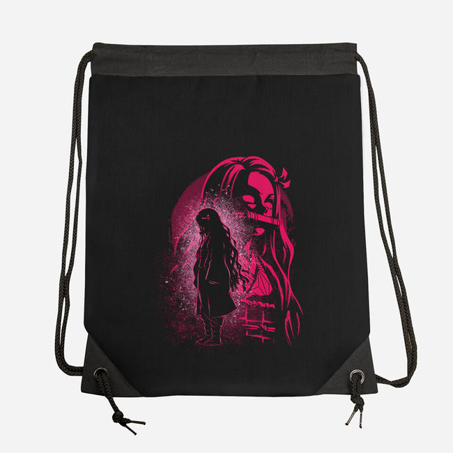 Nezuko Silhouette-None-Drawstring-Bag-Badbone Collections