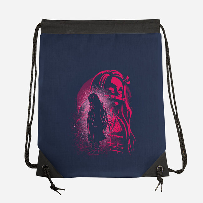 Nezuko Silhouette-None-Drawstring-Bag-Badbone Collections