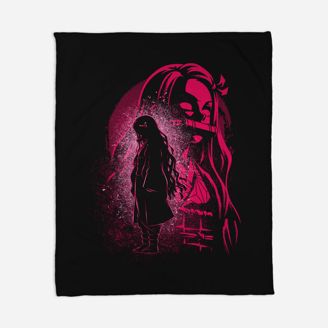 Nezuko Silhouette-None-Fleece-Blanket-Badbone Collections
