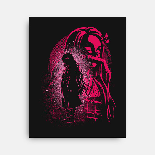 Nezuko Silhouette-None-Stretched-Canvas-Badbone Collections