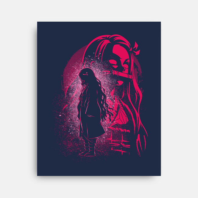 Nezuko Silhouette-None-Stretched-Canvas-Badbone Collections