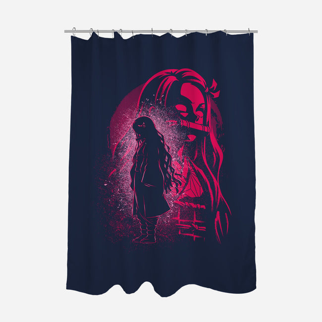 Nezuko Silhouette-None-Polyester-Shower Curtain-Badbone Collections