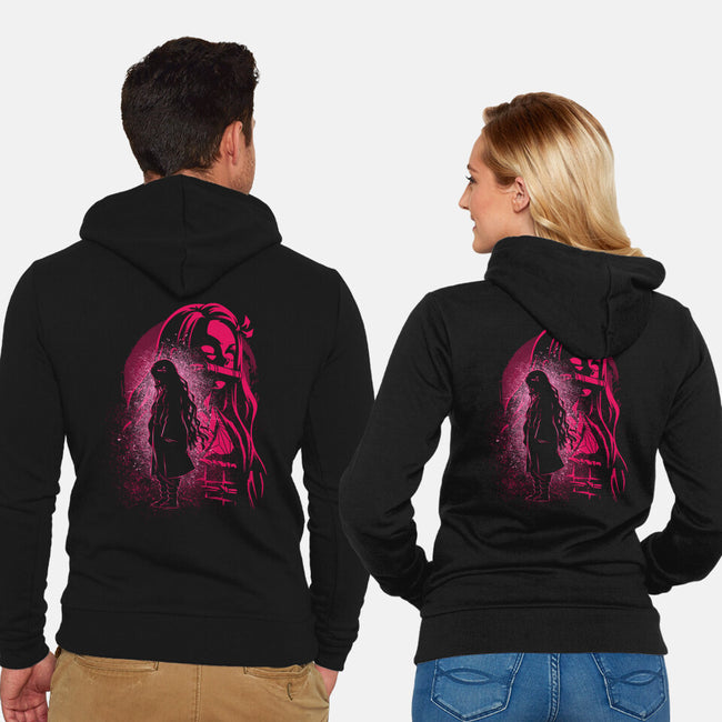 Nezuko Silhouette-Unisex-Zip-Up-Sweatshirt-Badbone Collections
