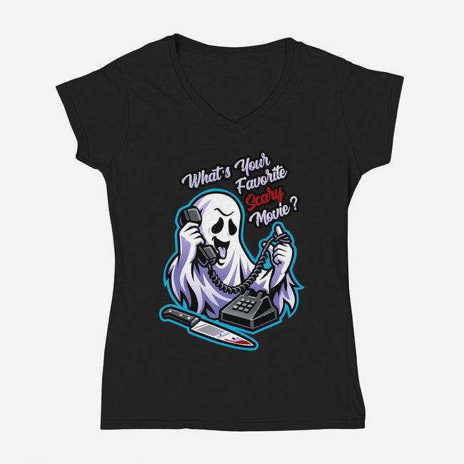 Ghost Call-Womens-V-Neck-Tee-goodidearyan