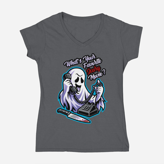 Ghost Call-Womens-V-Neck-Tee-goodidearyan