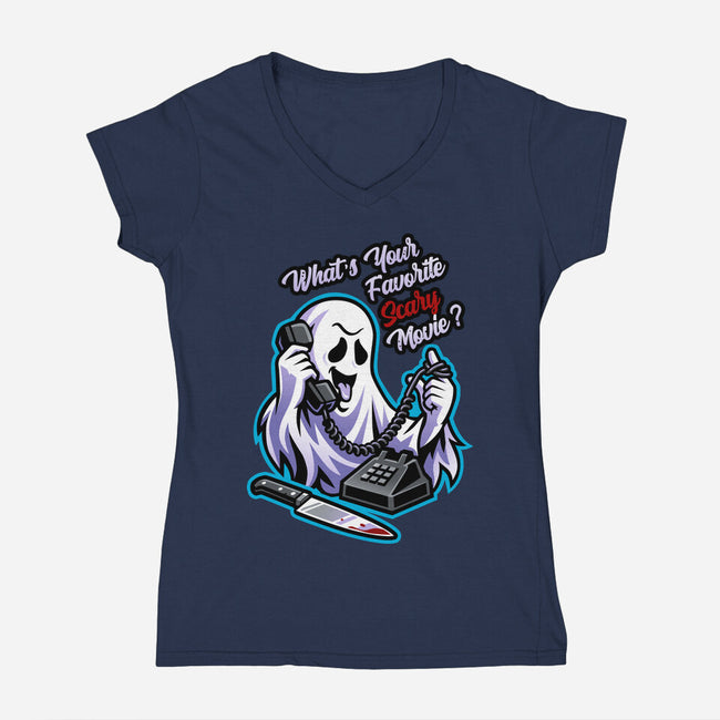 Ghost Call-Womens-V-Neck-Tee-goodidearyan