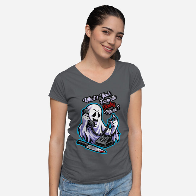 Ghost Call-Womens-V-Neck-Tee-goodidearyan