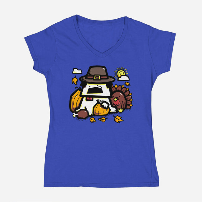 Thanksgiving Dog-Womens-V-Neck-Tee-bloomgrace28