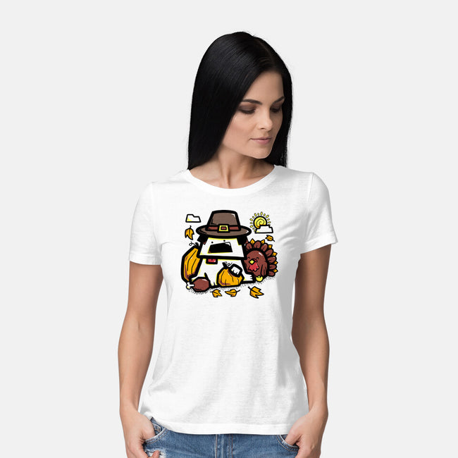 Thanksgiving Dog-Womens-Basic-Tee-bloomgrace28
