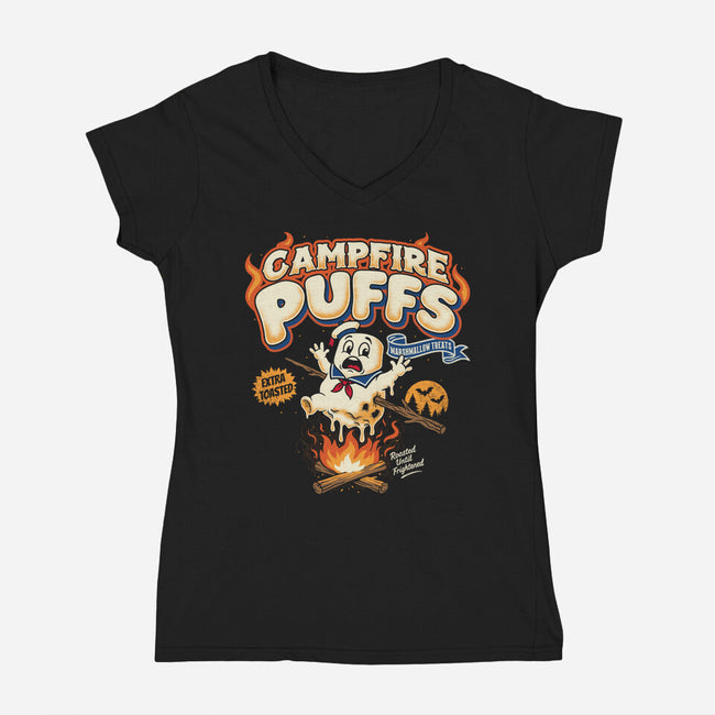 Campfire Puffs-Womens-V-Neck-Tee-OPIPPI