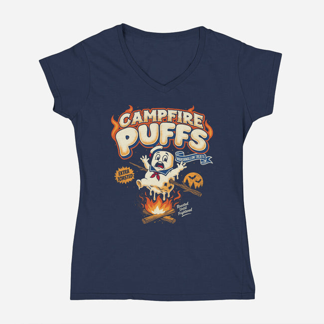 Campfire Puffs-Womens-V-Neck-Tee-OPIPPI