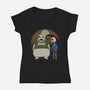 Spooky And Stupid-Womens-V-Neck-Tee-pigboom