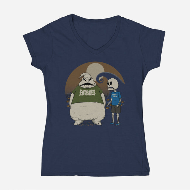 Spooky And Stupid-Womens-V-Neck-Tee-pigboom