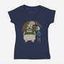 Spooky And Stupid-Womens-V-Neck-Tee-pigboom