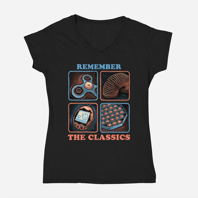 Remember The Classics-Womens-V-Neck-Tee-glitchygorilla