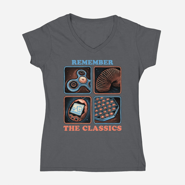 Remember The Classics-Womens-V-Neck-Tee-glitchygorilla