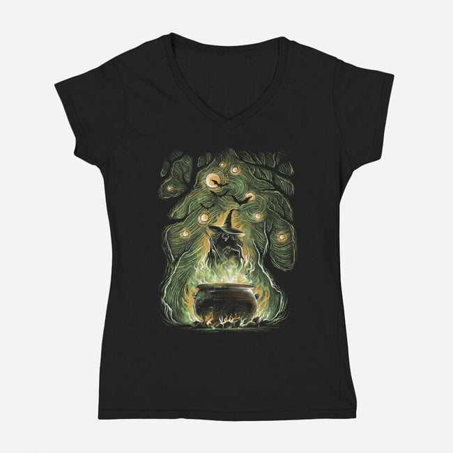 Starry Witch-Womens-V-Neck-Tee-zascanauta