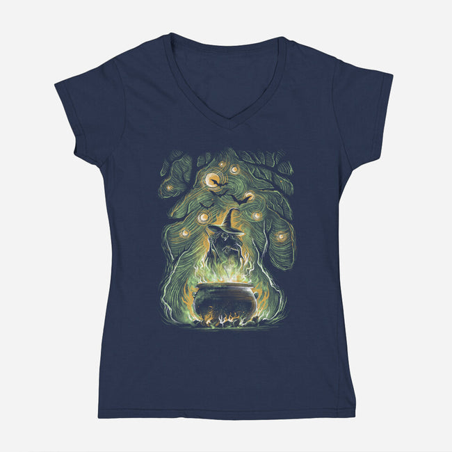 Starry Witch-Womens-V-Neck-Tee-zascanauta