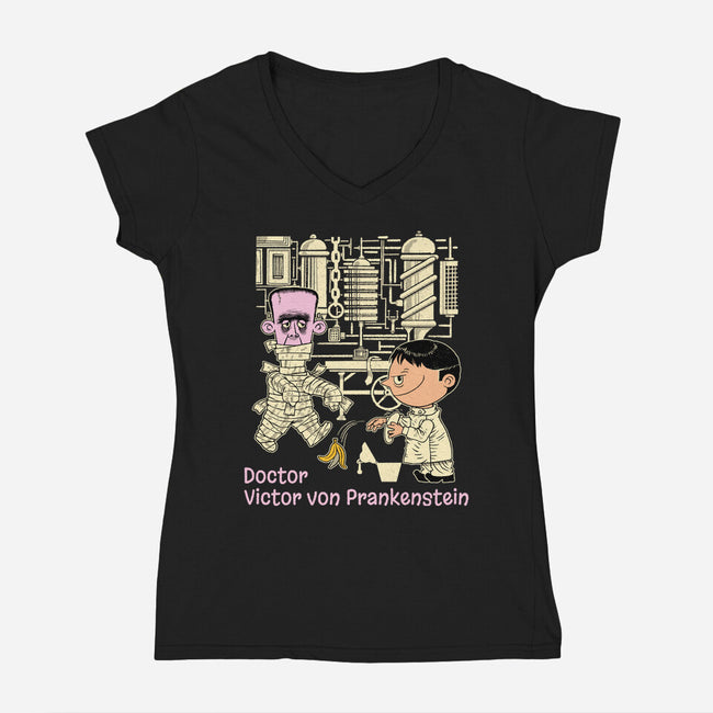 Doctor Victor Von Prankenstein-Womens-V-Neck-Tee-imisko
