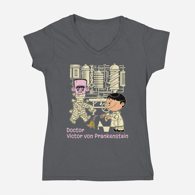 Doctor Victor Von Prankenstein-Womens-V-Neck-Tee-imisko