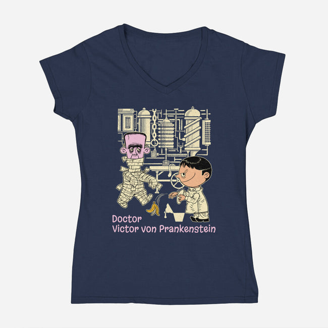 Doctor Victor Von Prankenstein-Womens-V-Neck-Tee-imisko