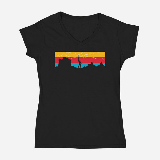 Vintage Hero-Womens-V-Neck-Tee-mekazoo