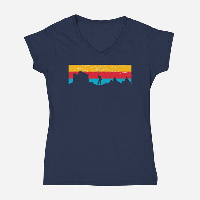 Vintage Hero-Womens-V-Neck-Tee-mekazoo
