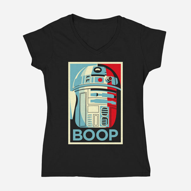 Droid Propaganda-Womens-V-Neck-Tee-mekazoo