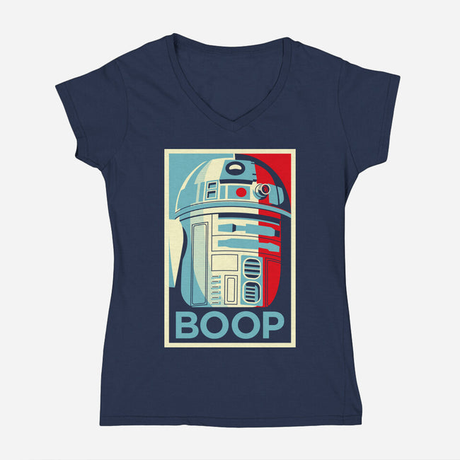 Droid Propaganda-Womens-V-Neck-Tee-mekazoo