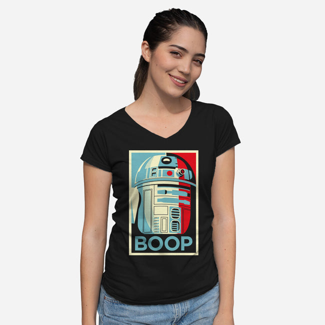 Droid Propaganda-Womens-V-Neck-Tee-mekazoo