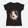 Geometric Autumn Fox-Womens-V-Neck-Tee-NemiMakeit
